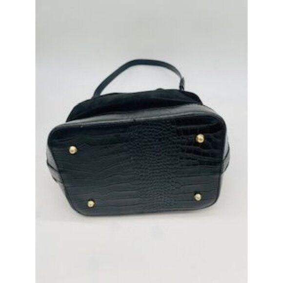 Isadora Black Suede Large Bucket Shoulder Bag Made In Italy - Picture 4 of 7